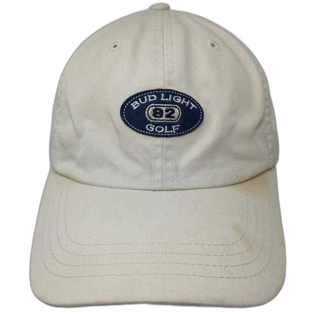 Anheuser-Busch Baseball Cap Beige One Size Bud Light Golf 92 Patch Hat Slideback